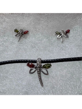 Dragonfly Silver Earrings & Necklace Set, in Sterling Silver